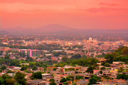 San Salvador city at sunset